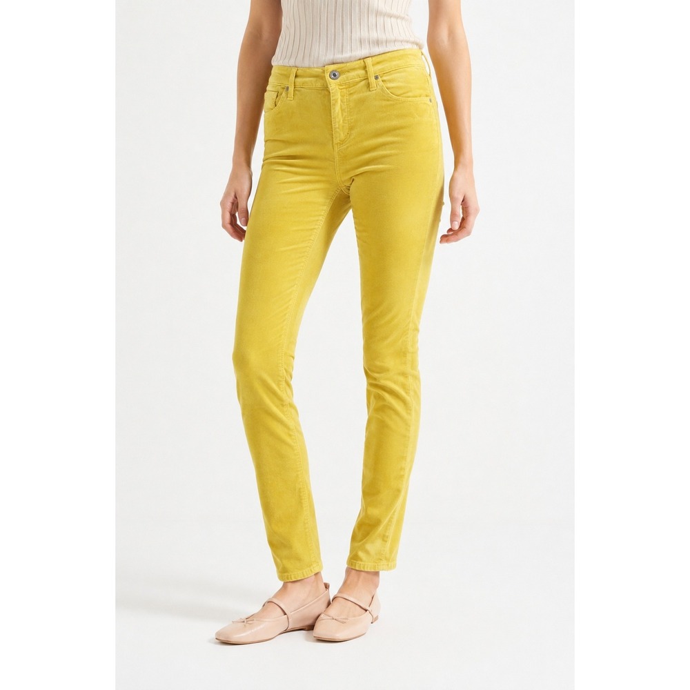 AG Adriano Goldschmied Stevie Petite Slim Straight Corduroy Pants Yellow 28P